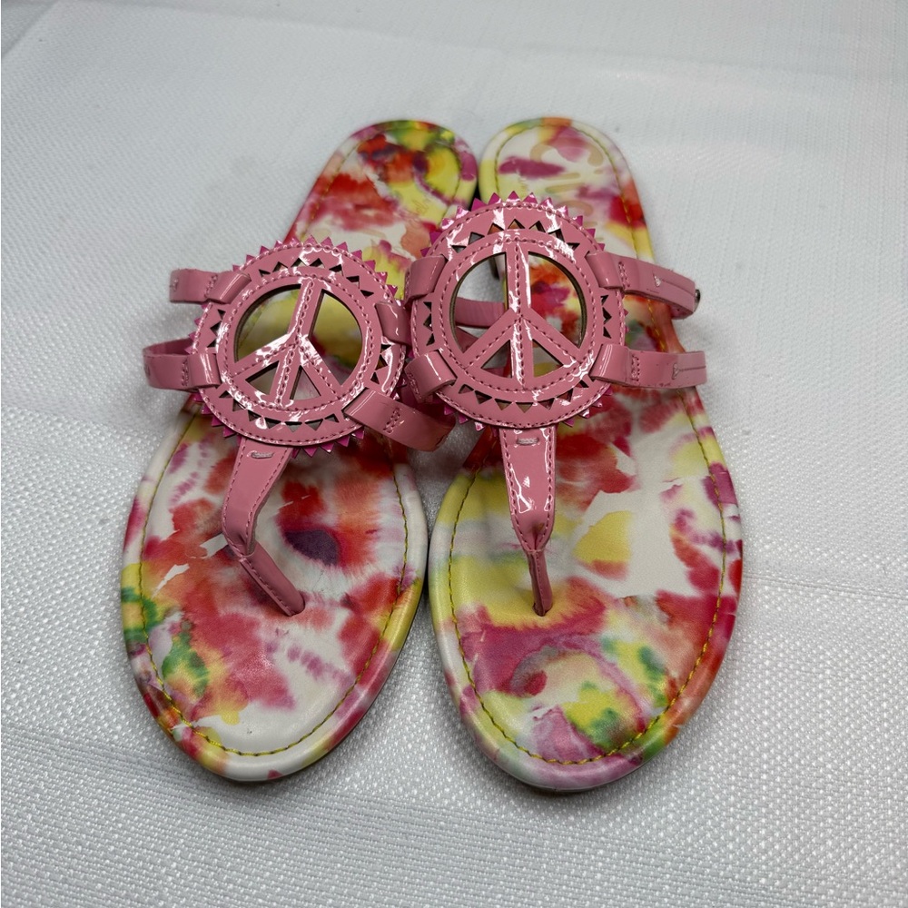 Pink Peace Sign Women's Sandals